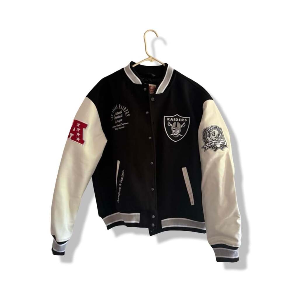 Ultra Game ⚡🏴‍☠️ RAIDERS VARSITY BOMBER 🏴‍☠️⚡